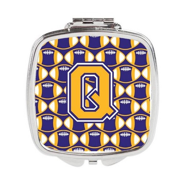 Carolines Treasures Letter Q Football Purple and Gold Compact Mirror CJ1064-QSCM